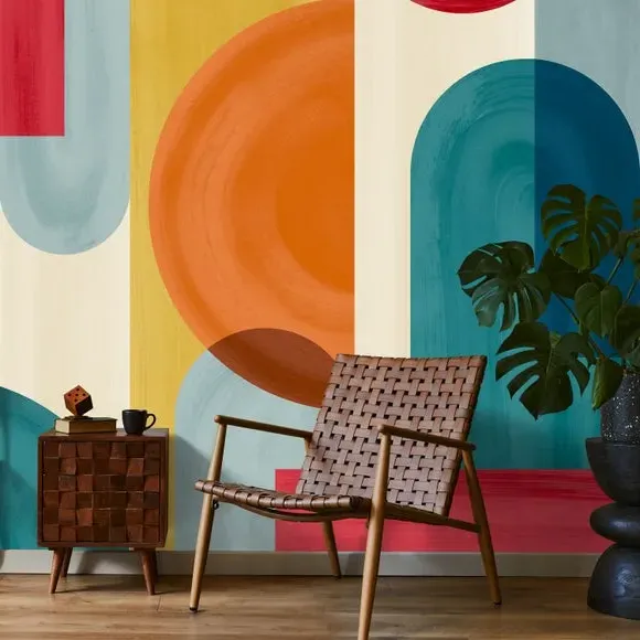 Geometric Wall Mural - Multicolor, Non-Woven image