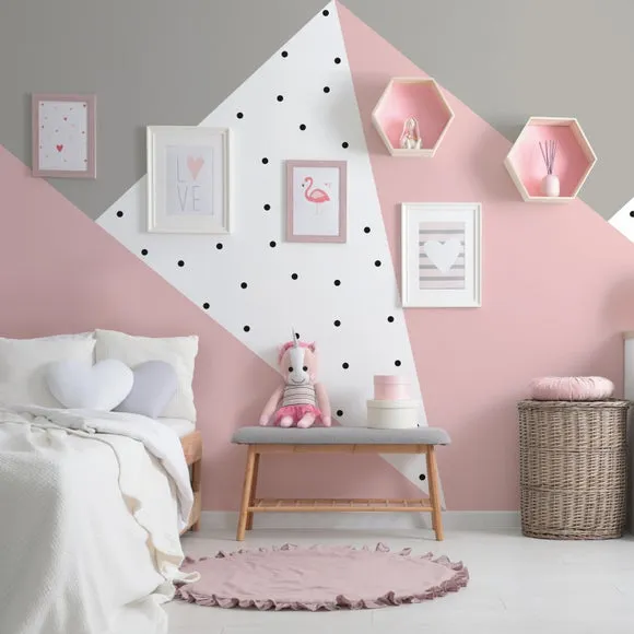 Geometric Wall Mural - Pink