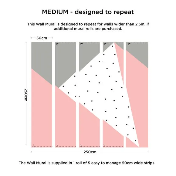 Geometric Wall Mural - Pink