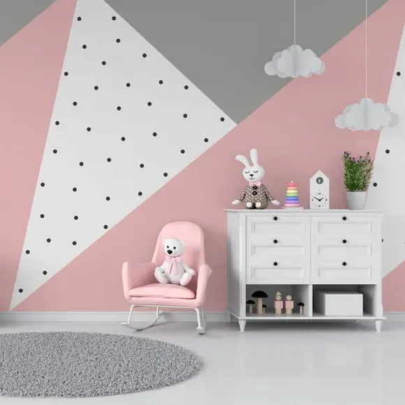 Geometric Wall Mural - Pink