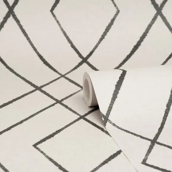 Geometric Wallpaper with Smooth Finish - Natural