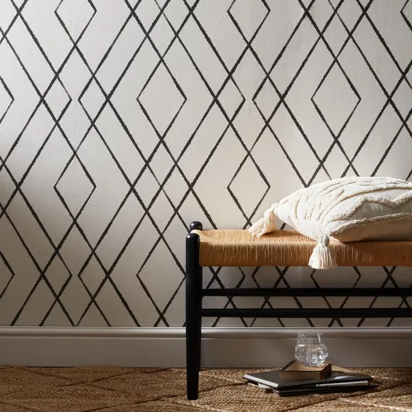 Geometric Wallpaper with Smooth Finish - Natural