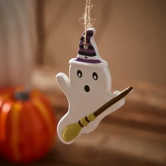 Ghost Hanging Decoration - White, Ceramic