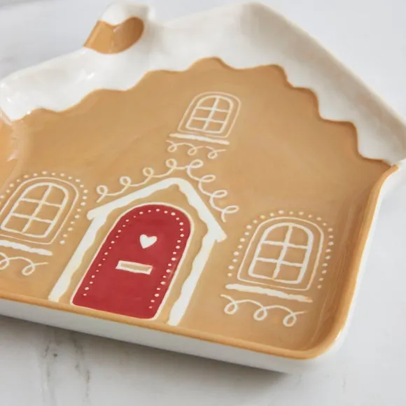 Gingerbread House Plate - Brown, Stoneware