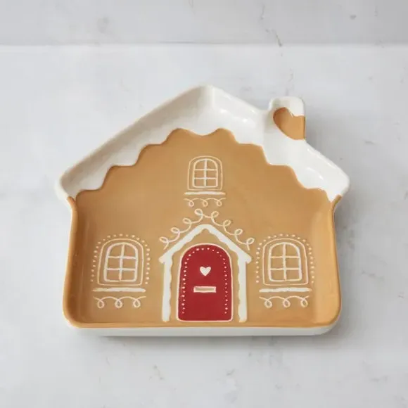 Gingerbread House Plate - Brown, Stoneware