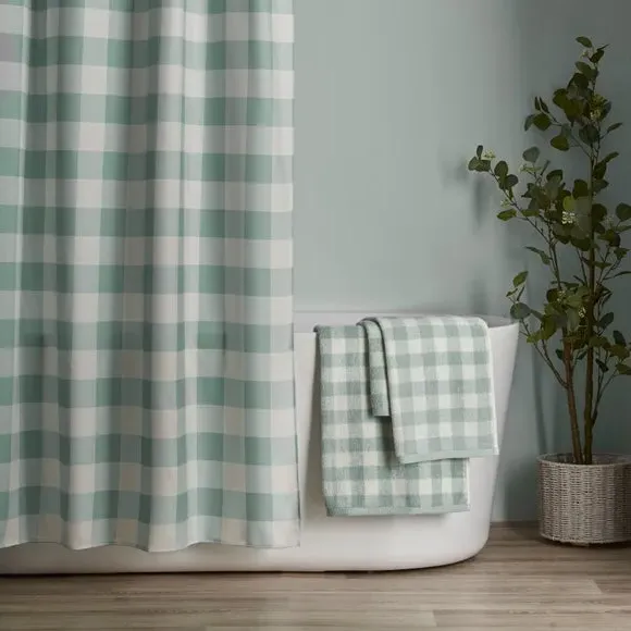 Gingham Check Towel - Blue, Cotton