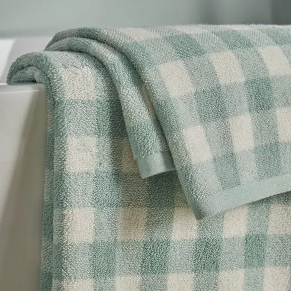 Gingham Check Towel - Blue, Cotton