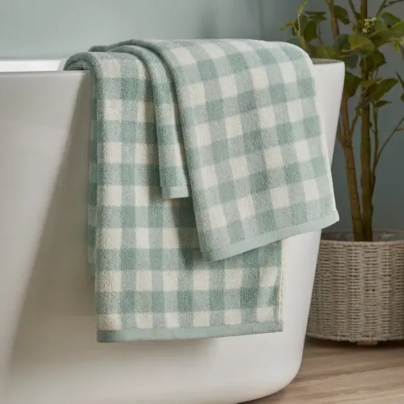 Gingham Check Towel - Blue, Cotton image