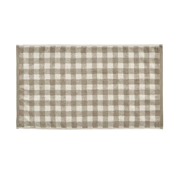 Gingham Check Towel - Brown, Cotton
