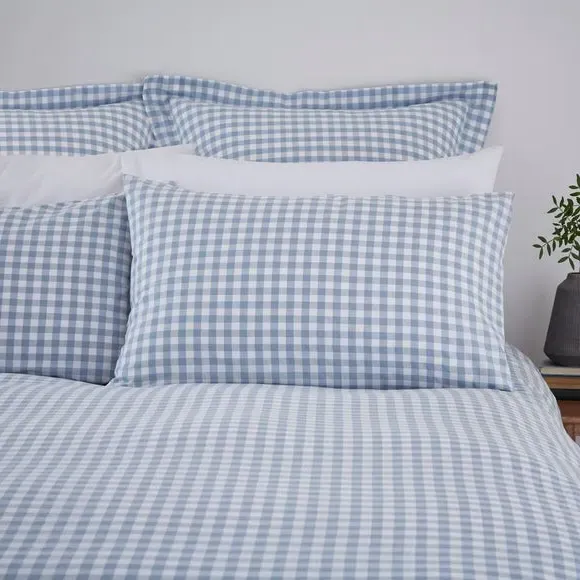 Gingham Duvet Cover Set with Pillowcase - Ashley Blue
