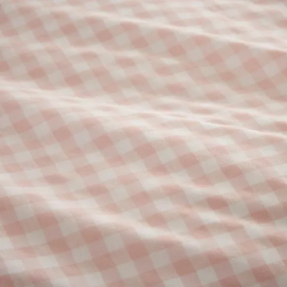 Gingham Duvet Cover Set with Pillowcase - Blush