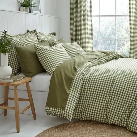 Gingham Duvet Cover Set with Pillowcase - Green