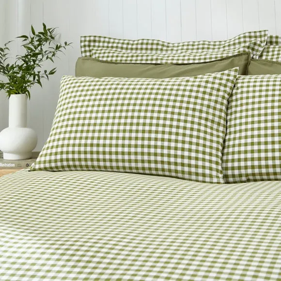 Gingham Duvet Cover Set with Pillowcase - Green