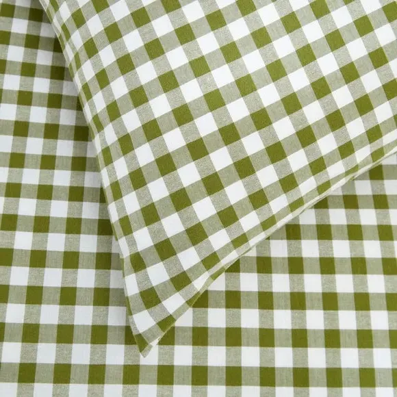 Gingham Duvet Cover Set with Pillowcase - Green