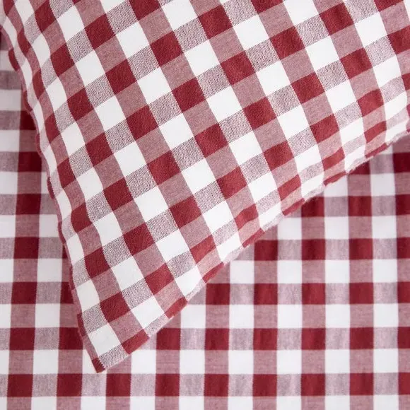 Gingham Duvet Cover Set with Pillowcase - Mulberry