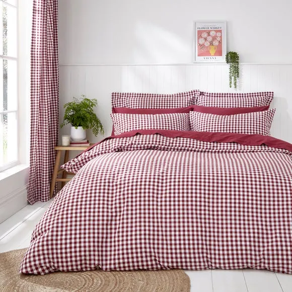 Gingham Duvet Cover Set with Pillowcase - Mulberry