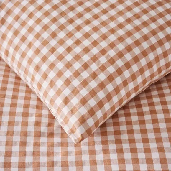 Gingham Duvet Cover Set with Pillowcase - Natural