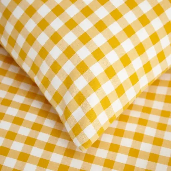 Gingham Duvet Cover Set with Pillowcase - Ochre