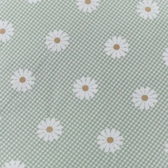 Gingham Duvet Cover Set with Ruffle - Green