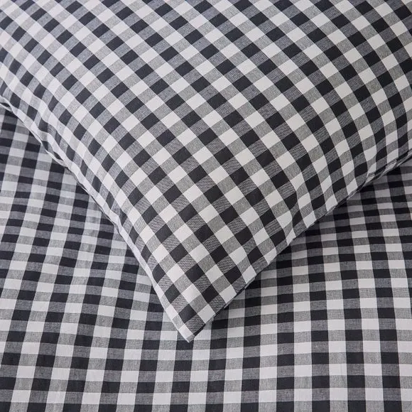 Gingham Fitted Sheet - Black, Cotton