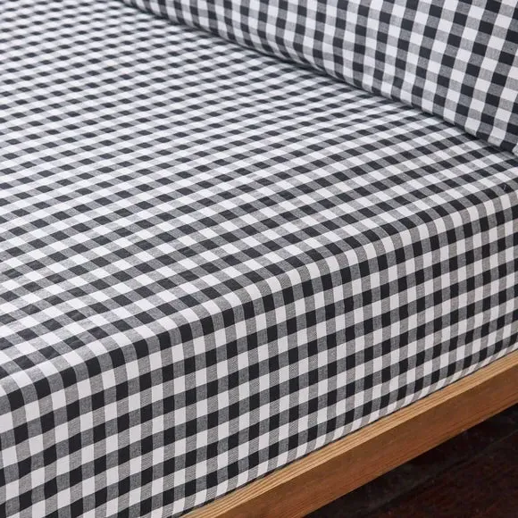 Gingham Fitted Sheet - Black, Cotton image