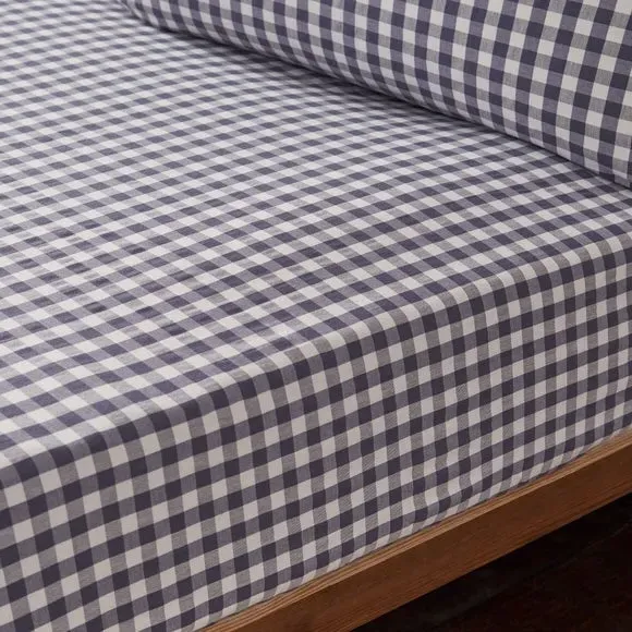 Gingham Fitted Sheet - Blue, Cotton