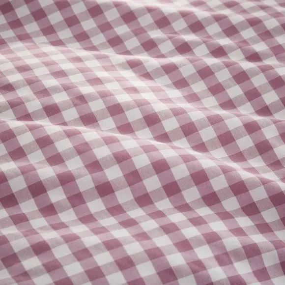 Gingham Fitted Sheet - Orchid, Cotton