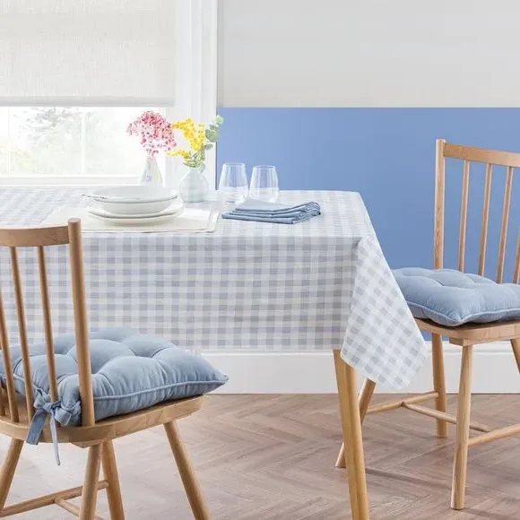 Gingham Tablecloth Wipe Clean - Blue, PEVA image