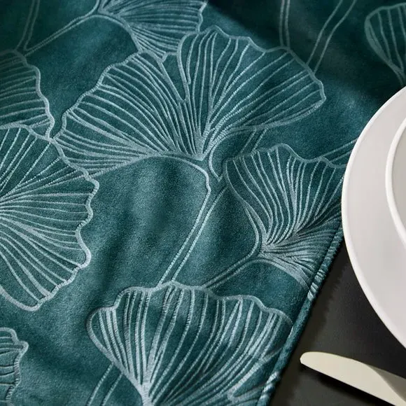 Gingko Printed Table Runner - Green, Polyester
