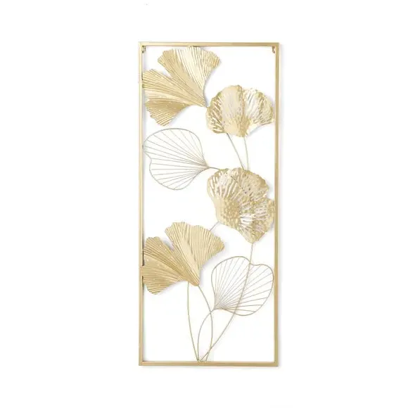 Ginkgo Leaf Wall Art Panel - Gold, Iron
