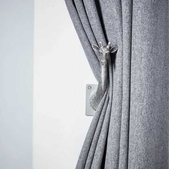 Giraffe Curtain Holdbacks Pair - Satin Steel image