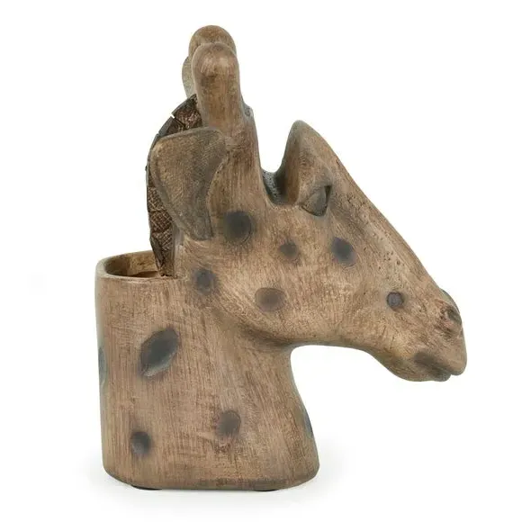 Giraffe Glasses Holder & Storage Pot - Brown, Resin