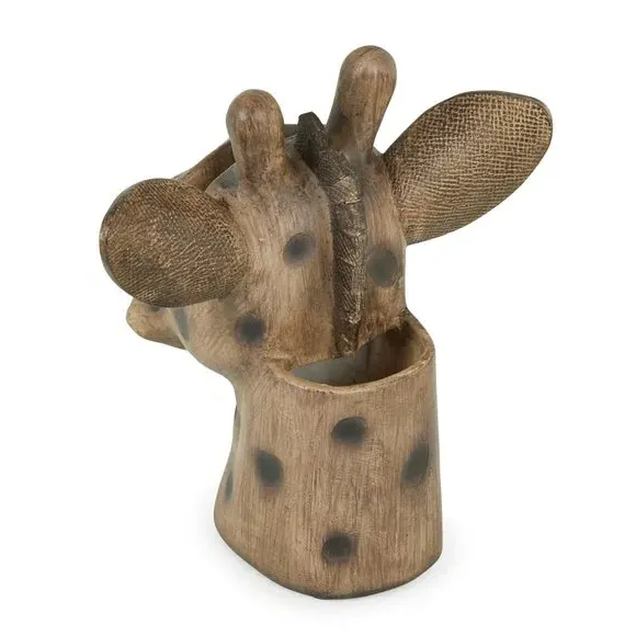 Giraffe Glasses Holder & Storage Pot - Brown, Resin
