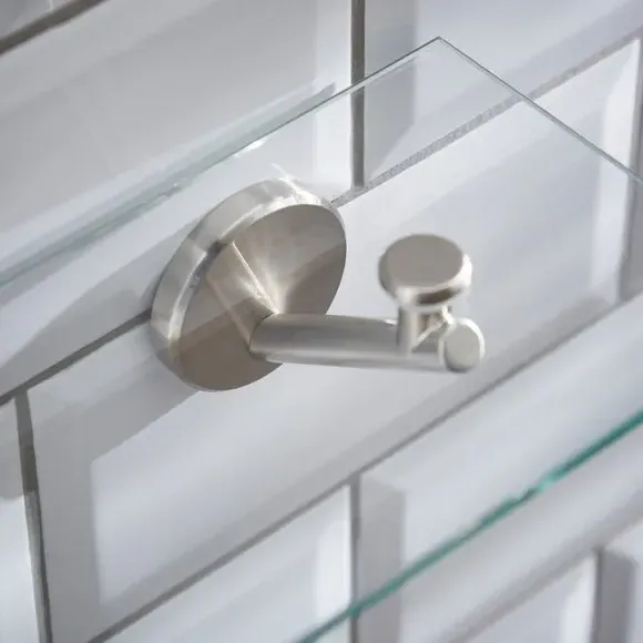 Glass Bathroom Shelf - Brushed Silver, Metal