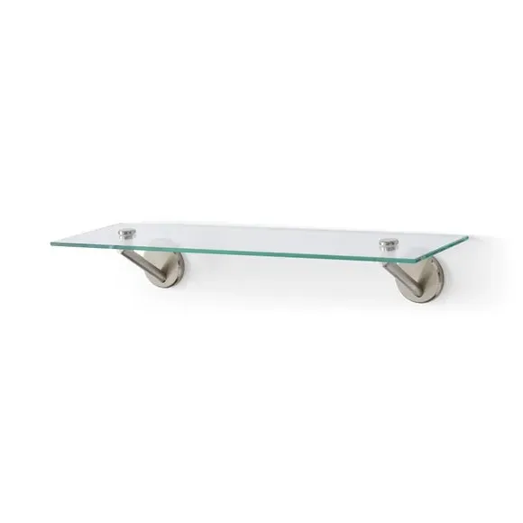 Glass Bathroom Shelf - Brushed Silver, Metal