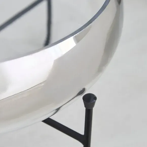 Glass Bowl on Stand - Black, Smoked Glass