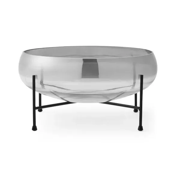 Glass Bowl on Stand - Black, Smoked Glass