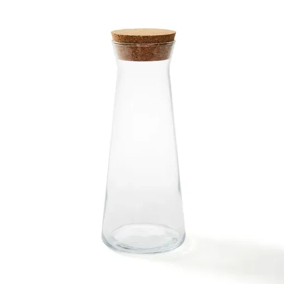 Glass Carafe with Cork Lid - Clear, Soda Lime