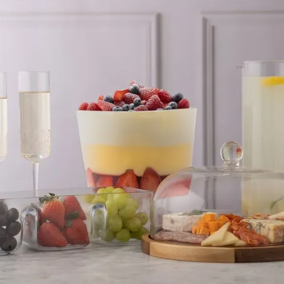 Glass Dome with Base - Clear, Acacia Wood