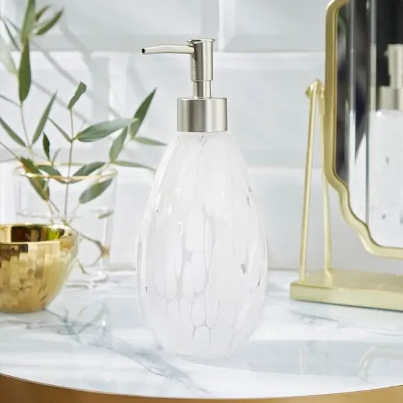 Glass Soap Dispenser with Pump - White image