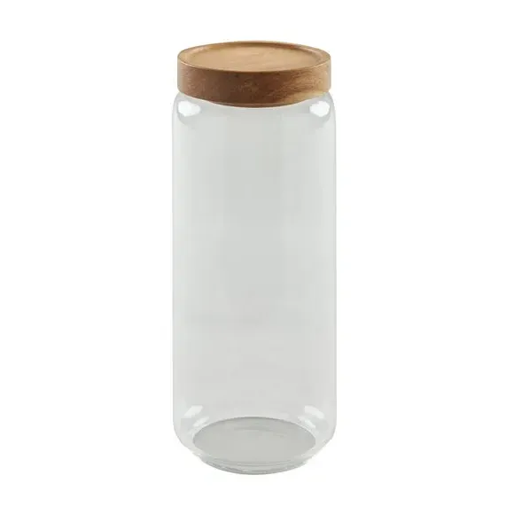 Glass Storage Jar with Lid - Clear, Acacia
