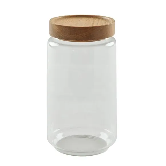 Glass Storage Jar with Lid - Clear, Acacia image