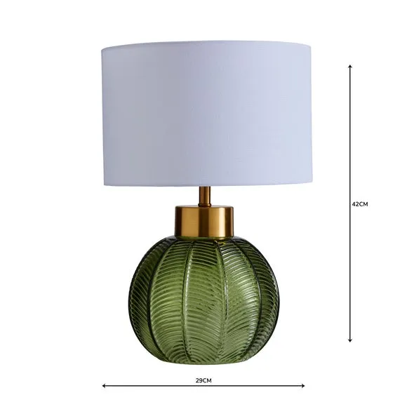 Glass Table Lamp with Brass Base - Green