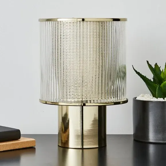 Glass Table Lamp with Switch - Gold, Plated