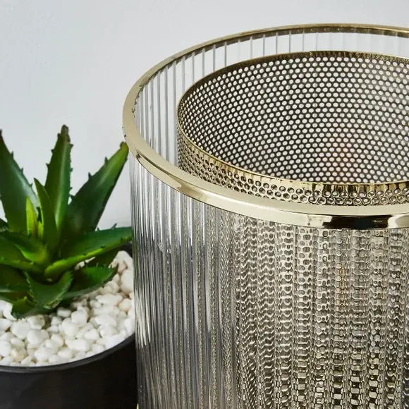 Glass Table Lamp with Switch - Gold, Plated