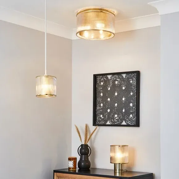 Glass Table Lamp with Switch - Gold, Plated