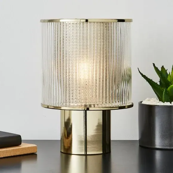 Glass Table Lamp with Switch - Gold, Plated image