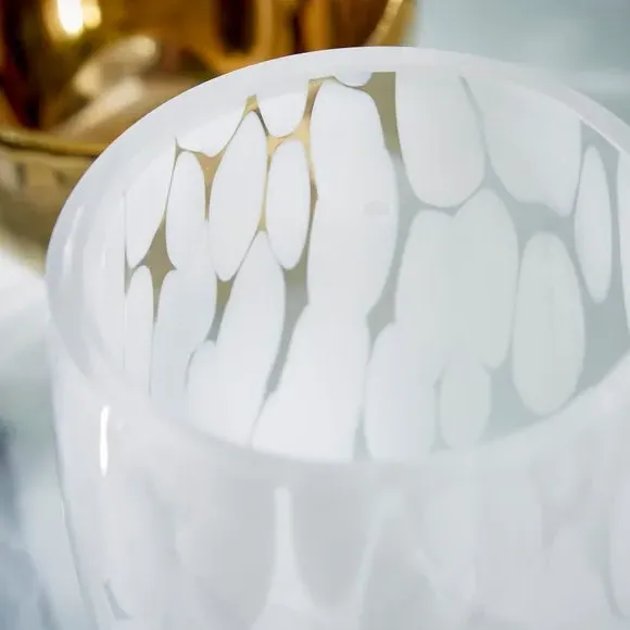 Glass Toothbrush Holder - White, Confetti Design