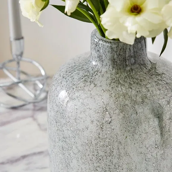 Glass Vase with Confetti Effect - Grey