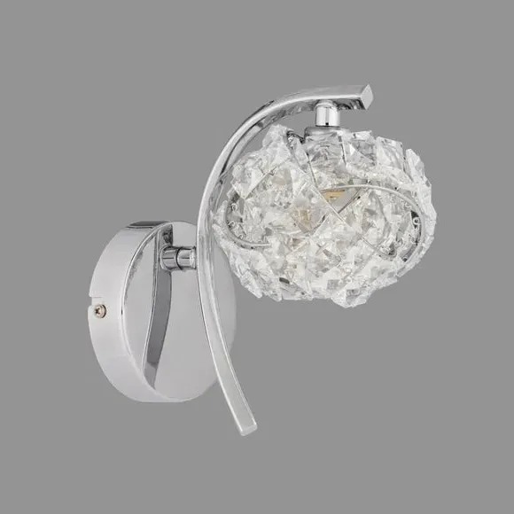 Glass Wall Light - Silver, Steel